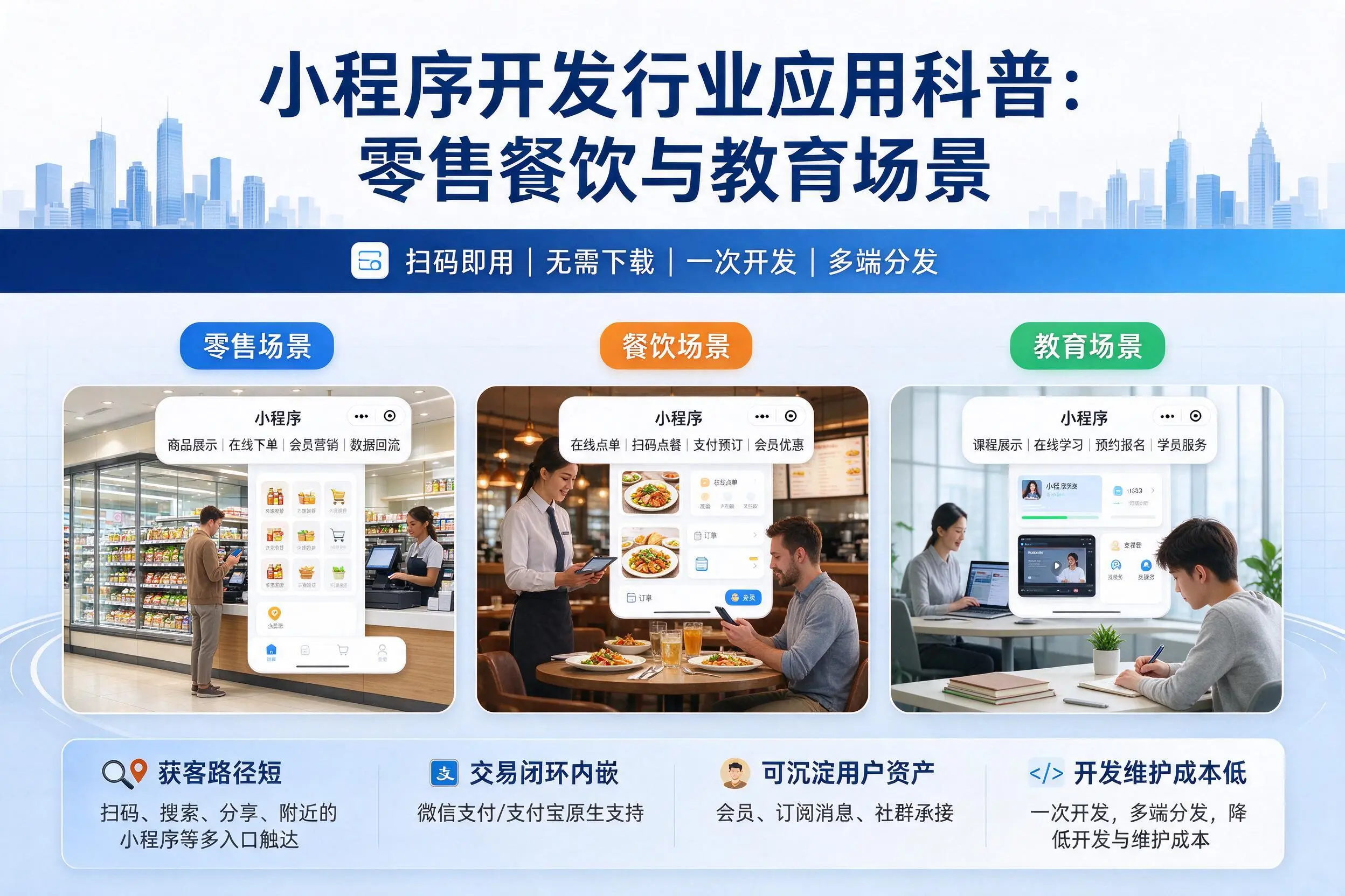 白杨小程序开发行业应用科普:零售餐饮与教育场景