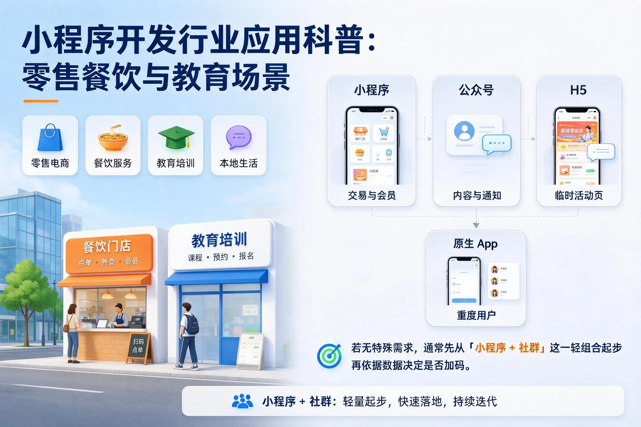 白杨小程序开发行业应用科普:零售餐饮与教育场景