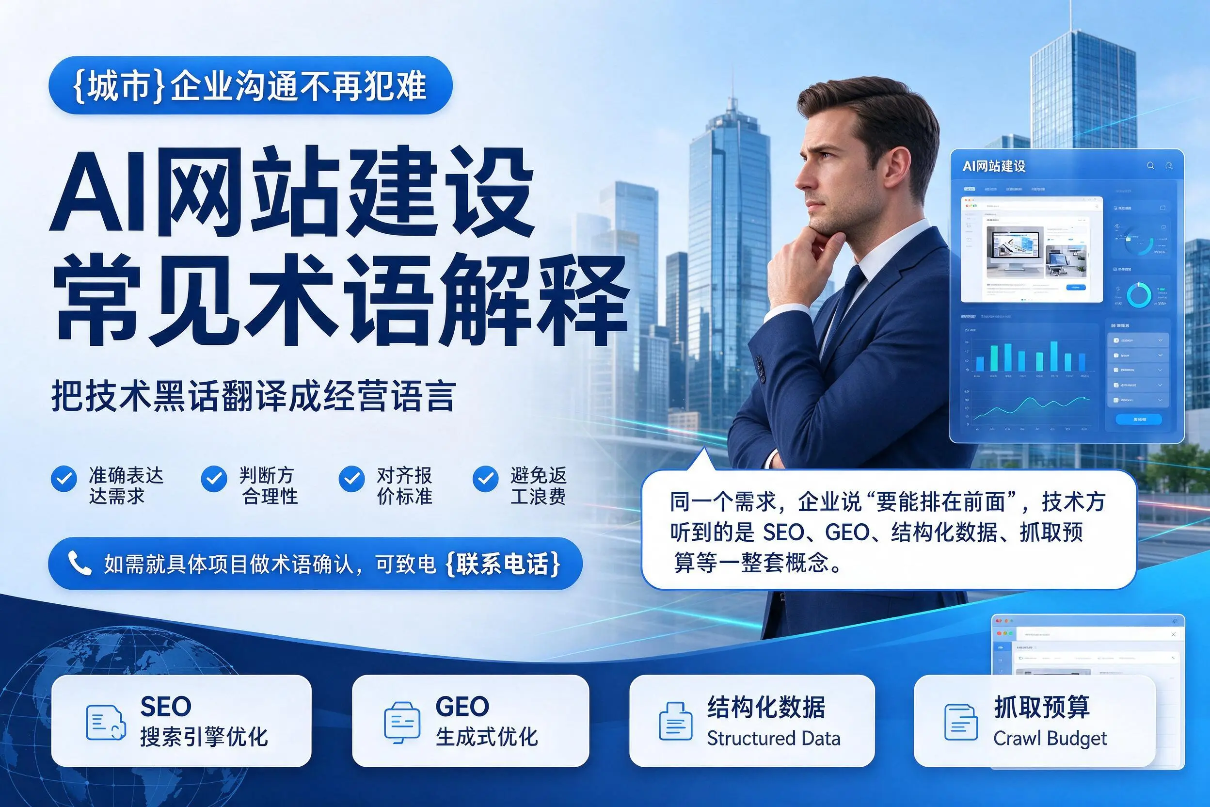 AI网站建设常见术语解释，白杨企业沟通不再犯难